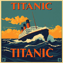 Image of the Titanic sailing through choppy seas