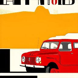 Affiche "Cap Nord" avec une "Renault" 4 rouge