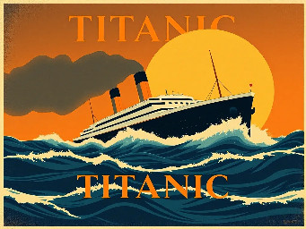 Image of the Titanic sailing through choppy seas