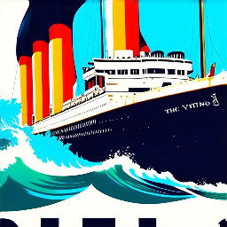Image of the Titanic sailing through choppy seas